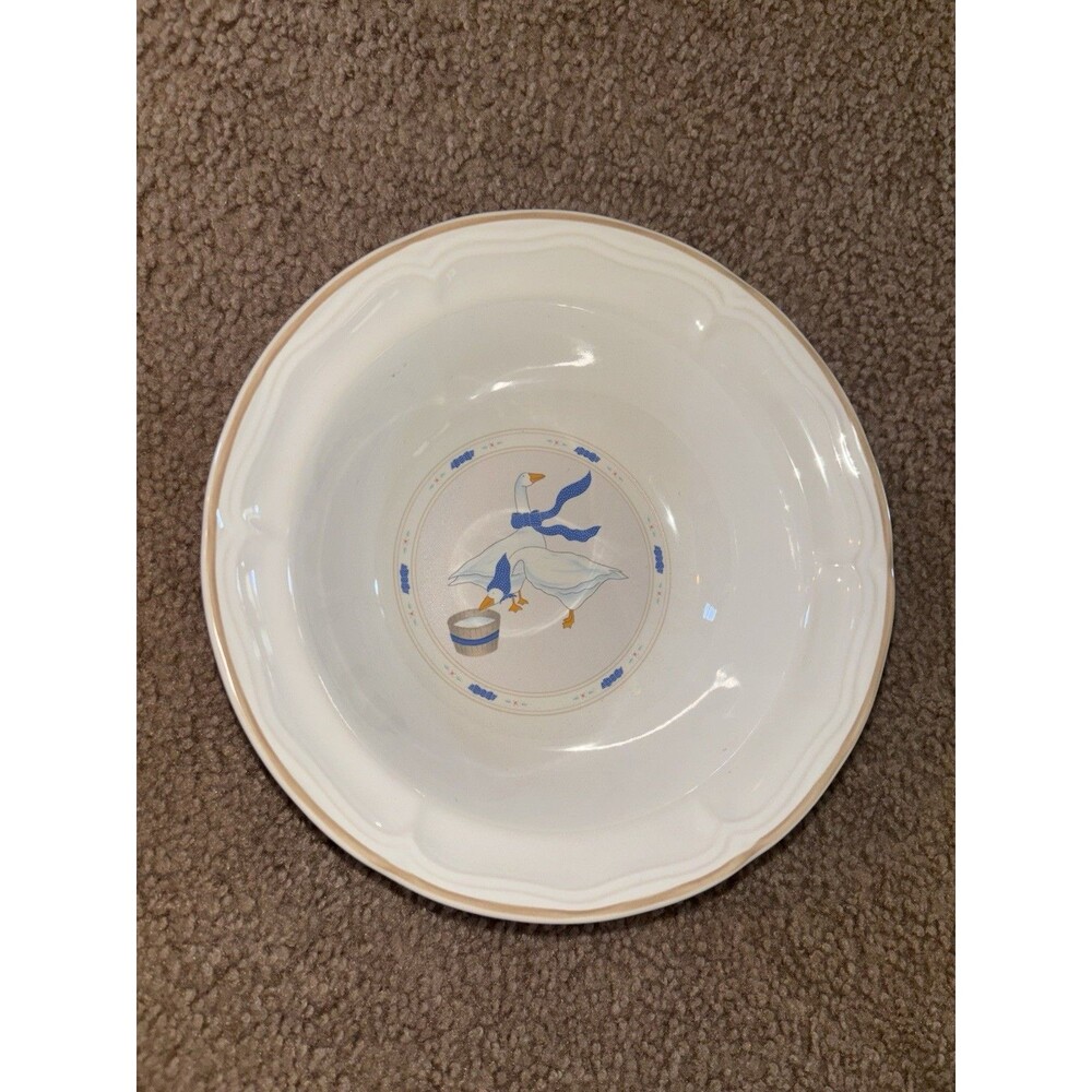 Vintage Newcor Stoneware Bowl Goose Farmhouse Style CottageCore 1980s